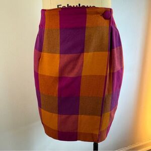 VINTAGE 90's Casual Corner High-waist Pencil Wrap Skirt in Plaid Multi Size 10